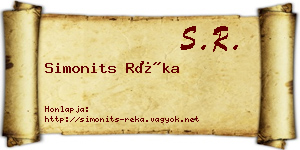 Simonits Réka névjegykártya